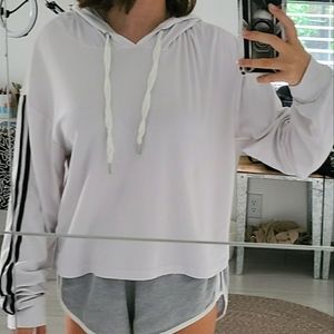 Orange Kiss White Lightweight Stretchy Hoodie Black Lines !